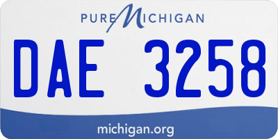 MI license plate DAE3258