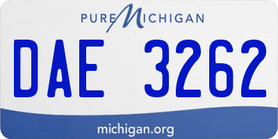 MI license plate DAE3262