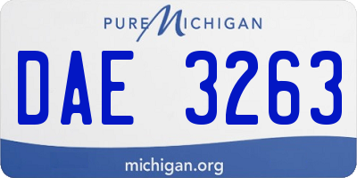 MI license plate DAE3263