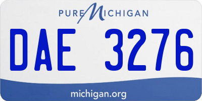 MI license plate DAE3276