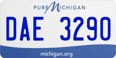 MI license plate DAE3290