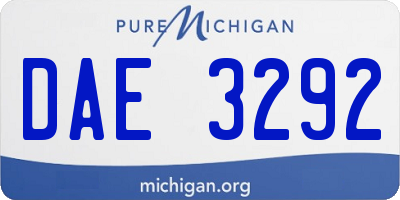 MI license plate DAE3292