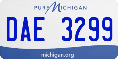 MI license plate DAE3299