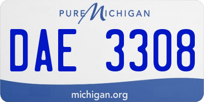 MI license plate DAE3308