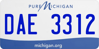 MI license plate DAE3312