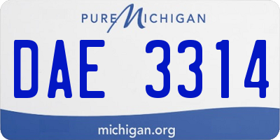 MI license plate DAE3314