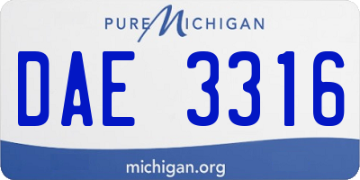 MI license plate DAE3316