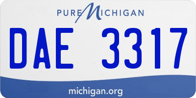 MI license plate DAE3317