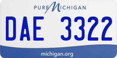 MI license plate DAE3322