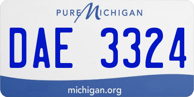 MI license plate DAE3324