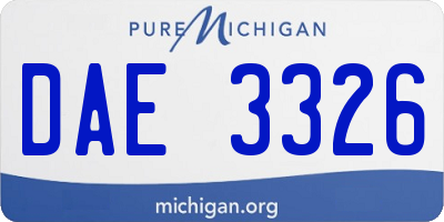 MI license plate DAE3326