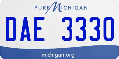 MI license plate DAE3330
