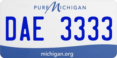 MI license plate DAE3333