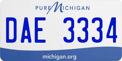 MI license plate DAE3334