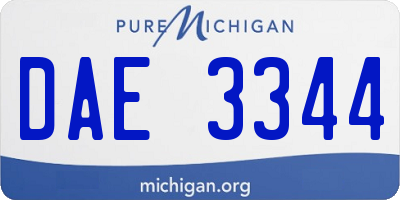 MI license plate DAE3344