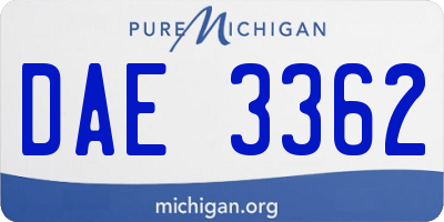 MI license plate DAE3362