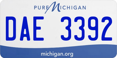 MI license plate DAE3392