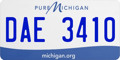 MI license plate DAE3410