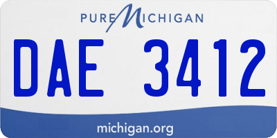MI license plate DAE3412
