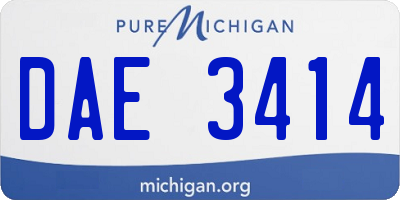 MI license plate DAE3414