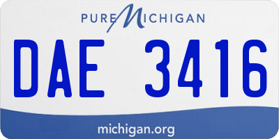 MI license plate DAE3416