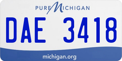 MI license plate DAE3418