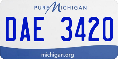 MI license plate DAE3420