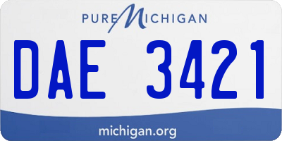MI license plate DAE3421