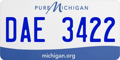 MI license plate DAE3422