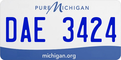 MI license plate DAE3424