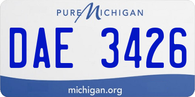 MI license plate DAE3426
