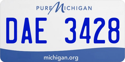 MI license plate DAE3428