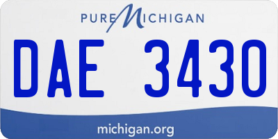 MI license plate DAE3430