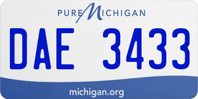 MI license plate DAE3433