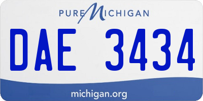 MI license plate DAE3434