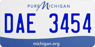 MI license plate DAE3454