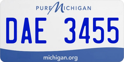 MI license plate DAE3455
