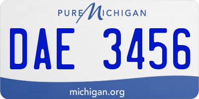 MI license plate DAE3456
