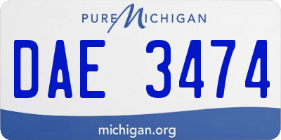 MI license plate DAE3474
