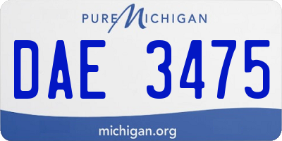 MI license plate DAE3475