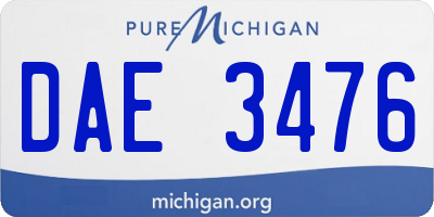 MI license plate DAE3476
