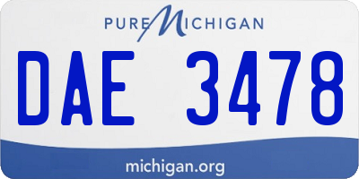MI license plate DAE3478