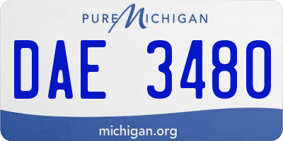 MI license plate DAE3480