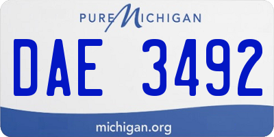 MI license plate DAE3492