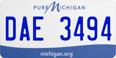 MI license plate DAE3494
