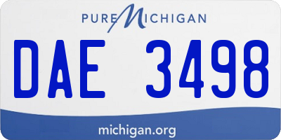 MI license plate DAE3498