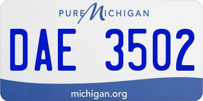 MI license plate DAE3502