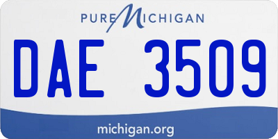 MI license plate DAE3509