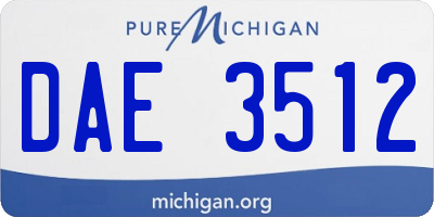 MI license plate DAE3512