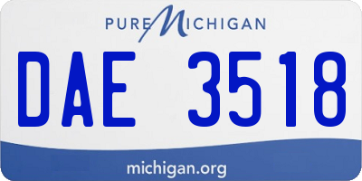 MI license plate DAE3518